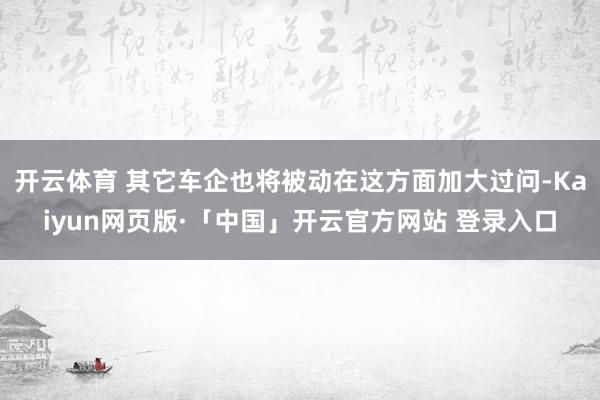 开云体育 其它车企也将被动在这方面加大过问-Kaiyun网页版·「中国」开云官方网站 登录入口