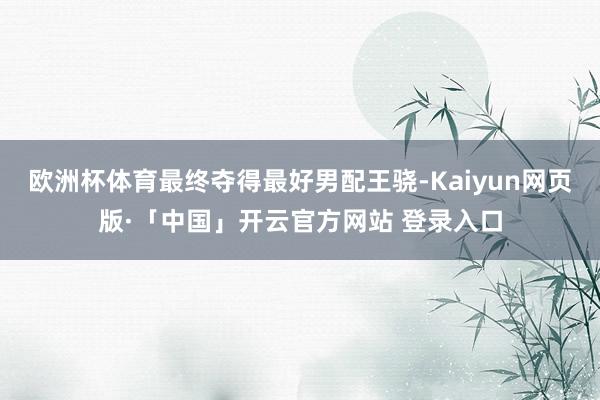   欧洲杯体育最终夺得最好男配王骁-Kaiyun网页版·「中国」开云官方网站 登录入口