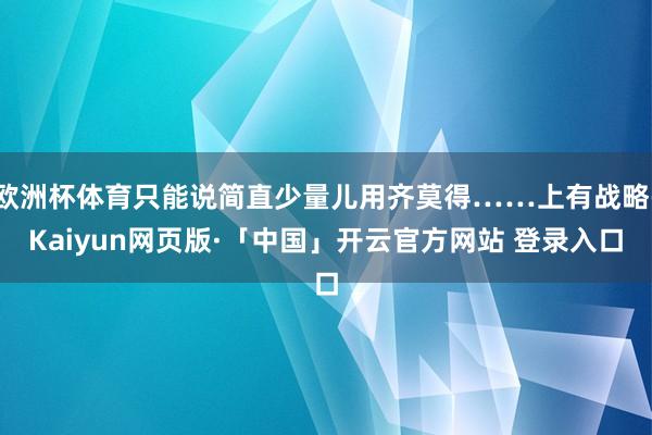 欧洲杯体育只能说简直少量儿用齐莫得……上有战略-Kaiyun