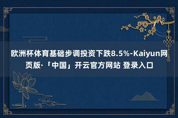   欧洲杯体育基础步调投资下跌8.5%-Kaiyun网页版·「中国」开云官方网站 登录入口