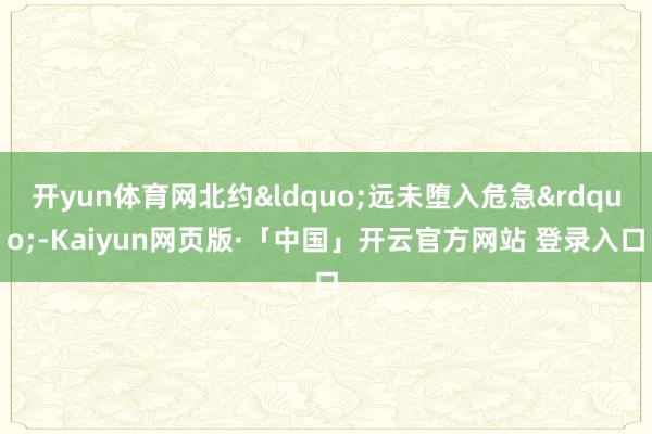 开yun体育网北约&ldquo;远未堕入危急&rdquo;-Kaiyun网页版·「中国」开云官方网站 登录入口